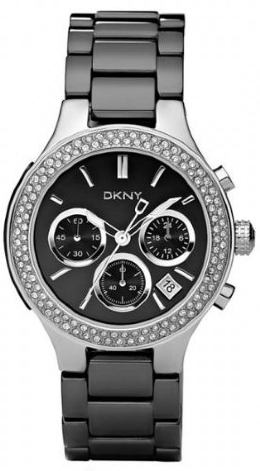 DKNY Ceramic Glitz Chronograph Black Dial Womens watch  38mm