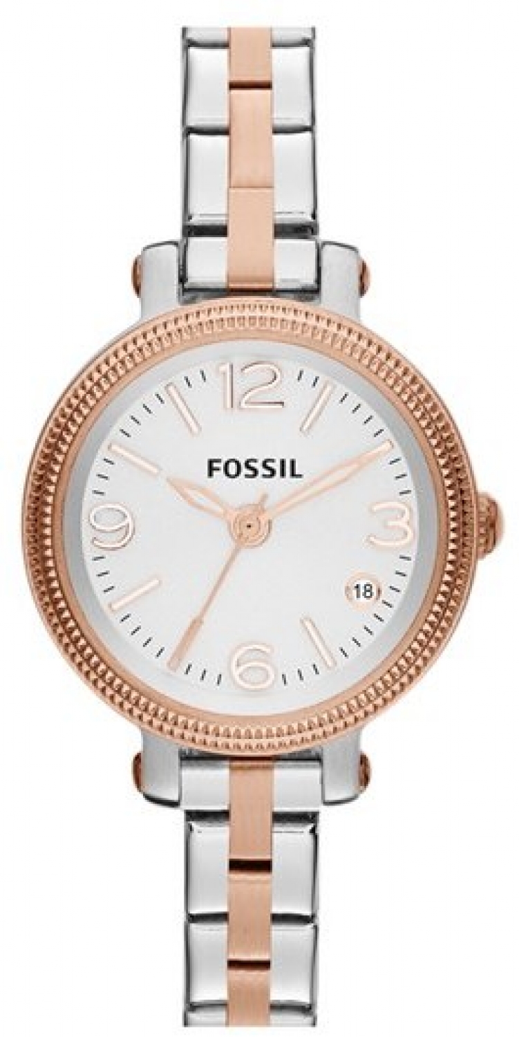 Fossil Small Heather Round Bracelet Watch, 34mm Rose Gold/ Silver