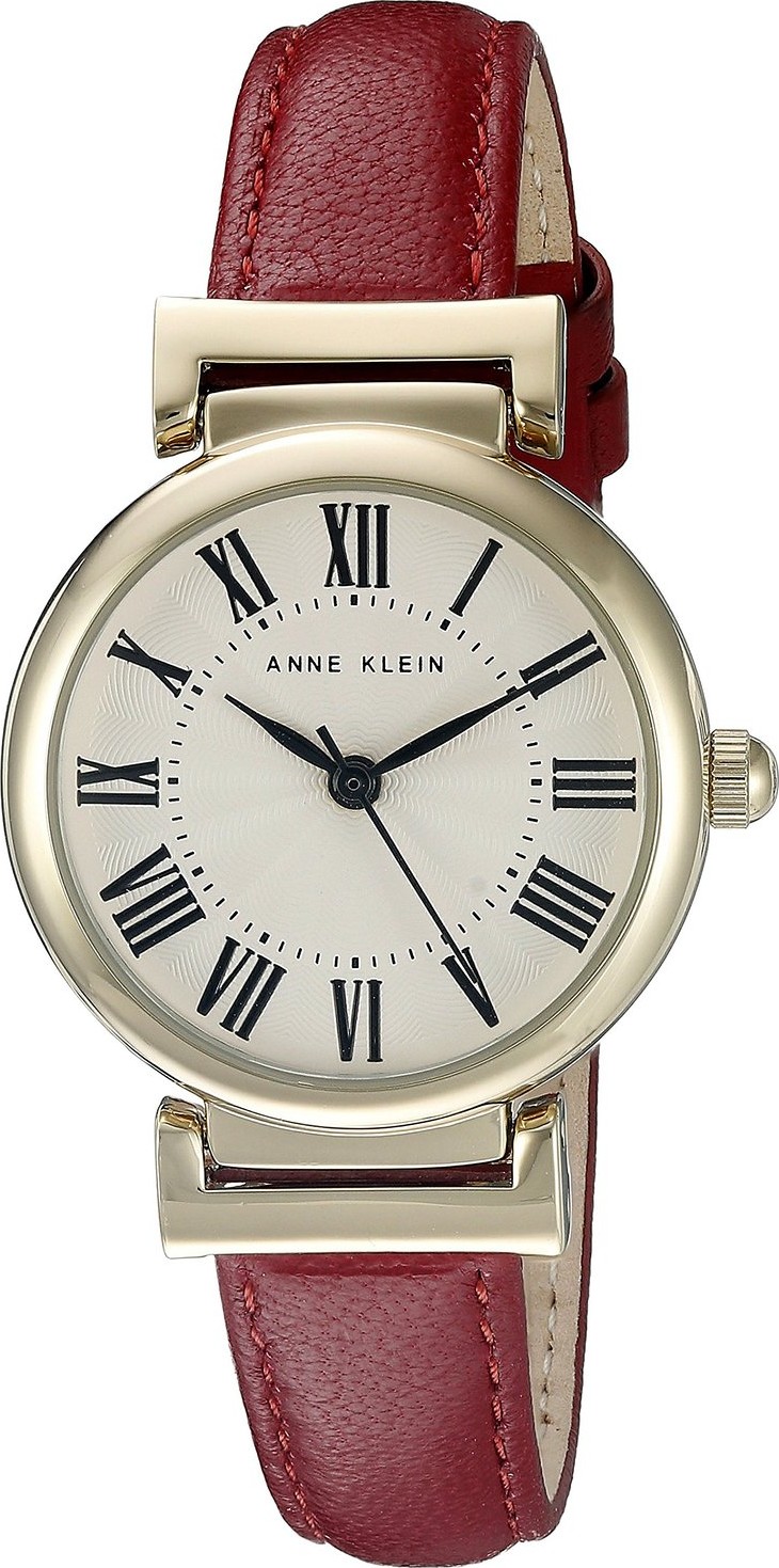 Anne Klein AK/2246CRRD Women's Red Leather Strap Watch 28mm