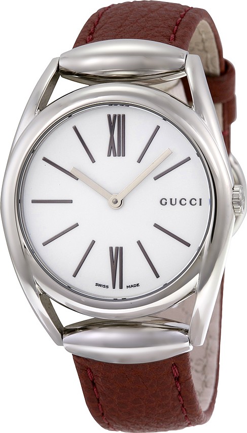 Gucci Horsebit Red Leather Strap Watch 34mm 