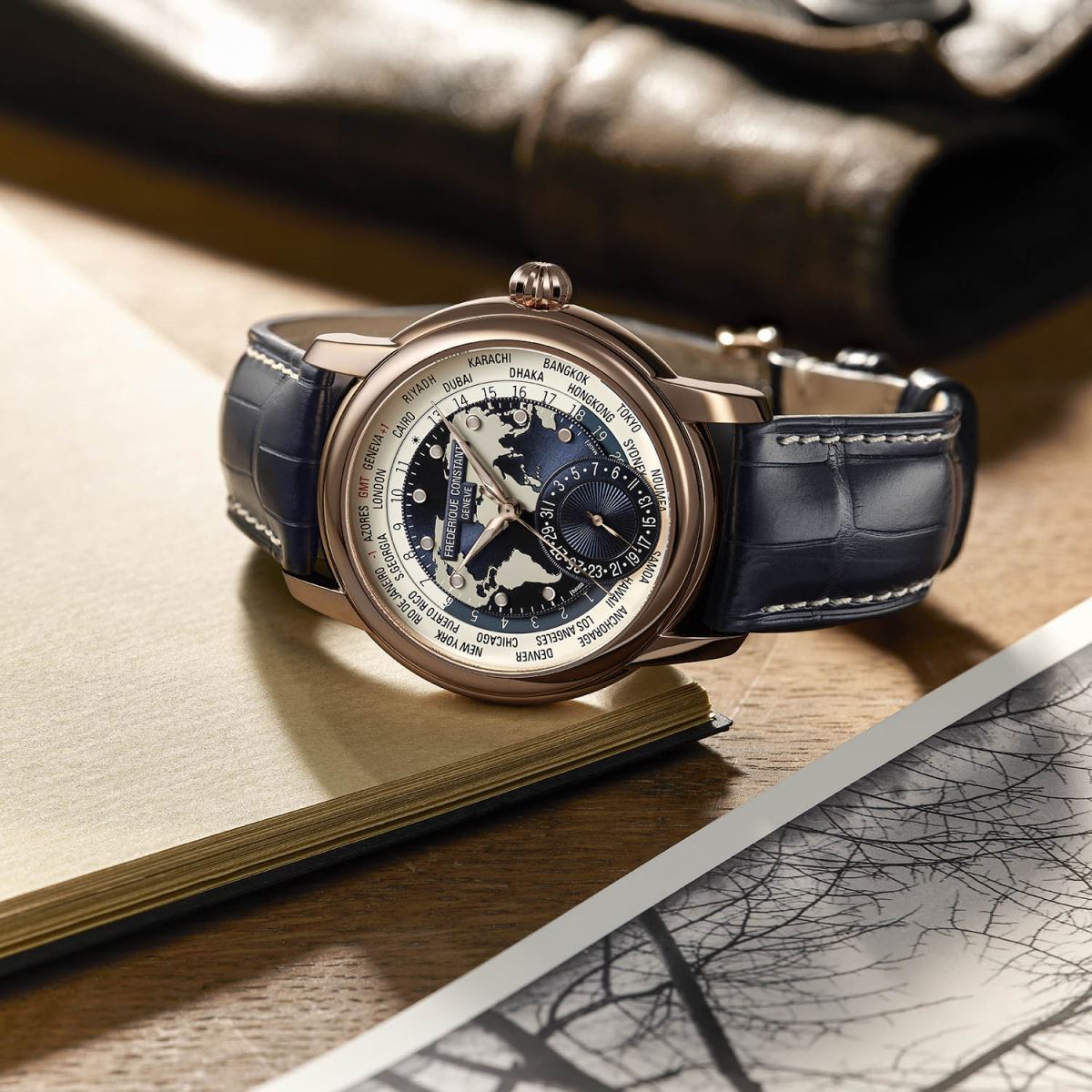 đồng hồ frederique constant classics worldtimer limited edition 2022 vàng 18k