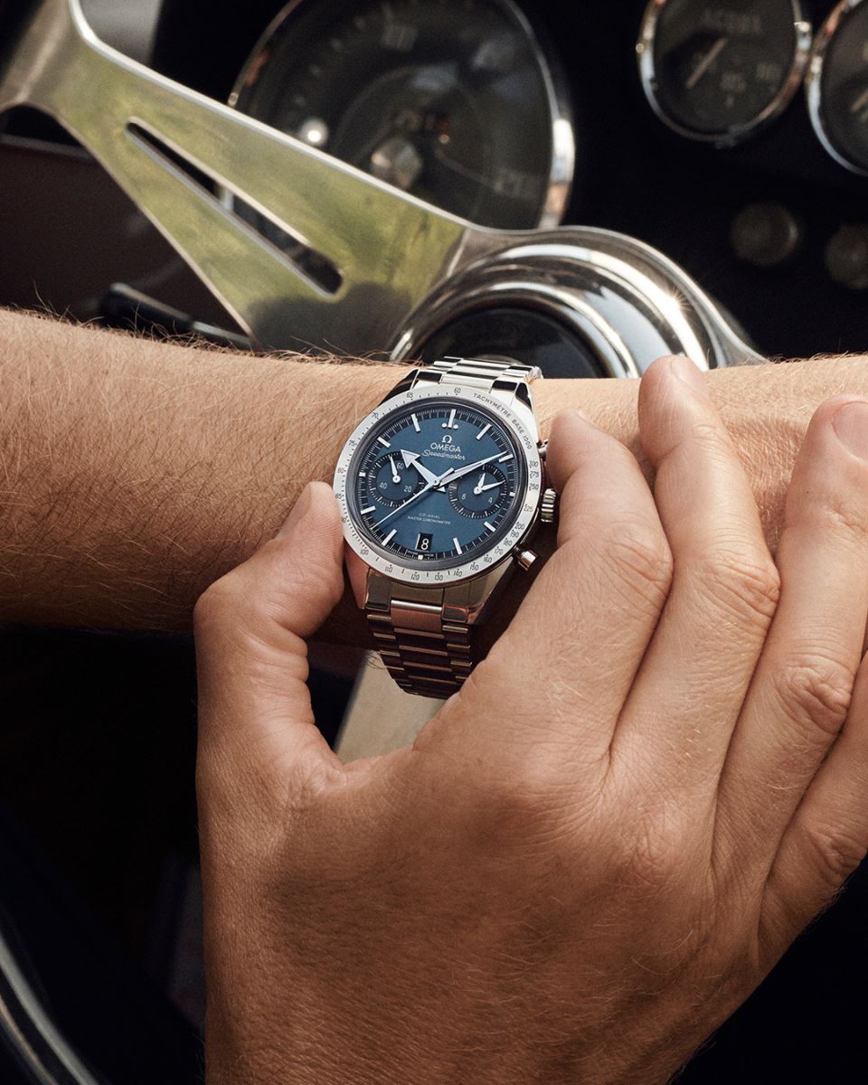 đồng hồ omega speedmaster '57 mặt số xanh dương 