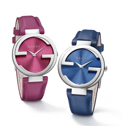đồng hồ Gucci Interlocking dây xanh và hồng