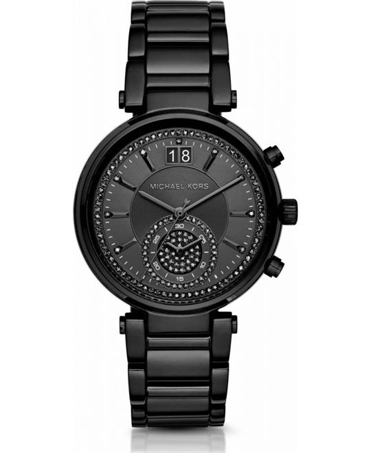 Michael Kors  Sawyer Black-Tone Glitz Dial Women''s Watch 39mm
