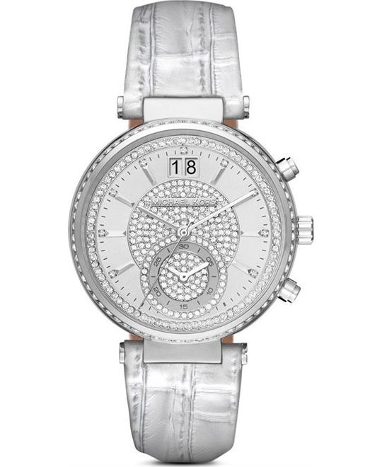 MICHAEL KORS Sawyer Silver Pave Ladies Watch 39mm