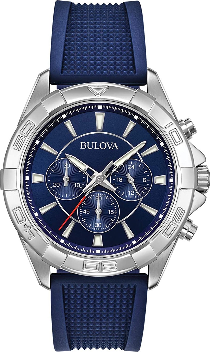 Bulova Chronograph Blue Dial Watch 43mm