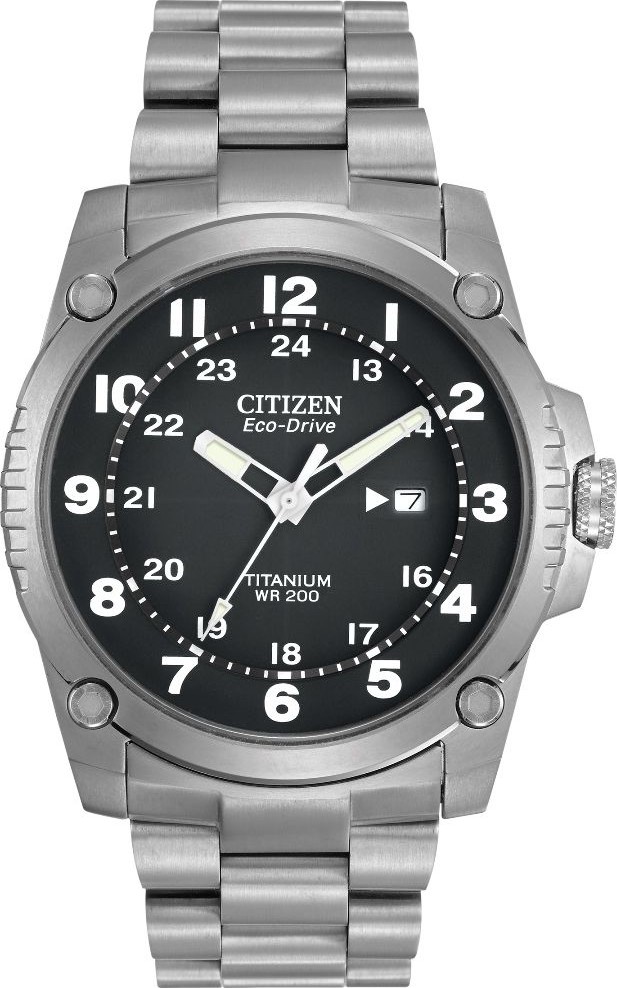 Citizen BJ8070-51E Men's Eco-Drive Shock Proof Titanium Watch, 43mm