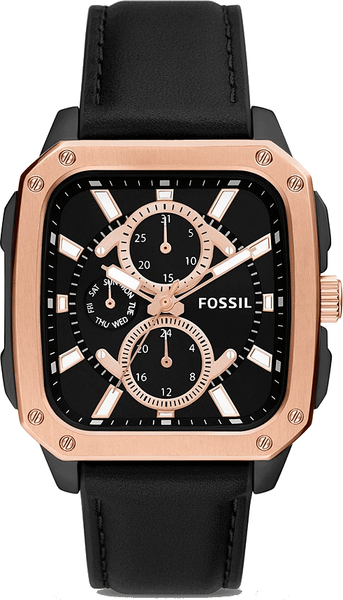 Fossil BQ2654 Multifunction Black Leather Watch 42mm