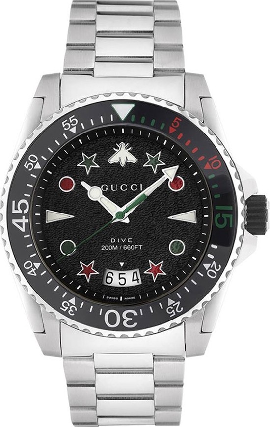 Gucci YA136221 Dive Quartz Black Watch 45mm