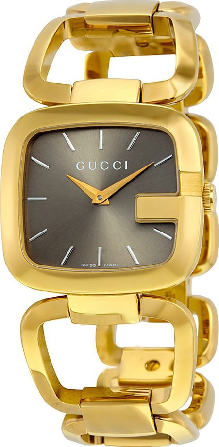 Gucci YA125408 G Brown Dial Gold-Tone Ladies Watch 30x32mm