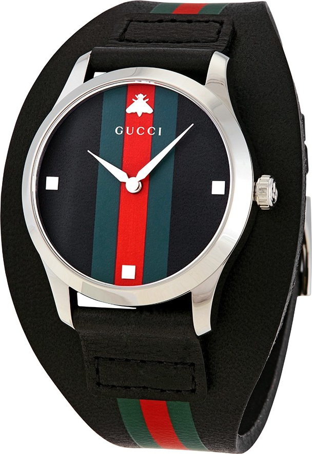 Gucci YA1264092 G-Timeless Leather Cuff Watch 38mm
