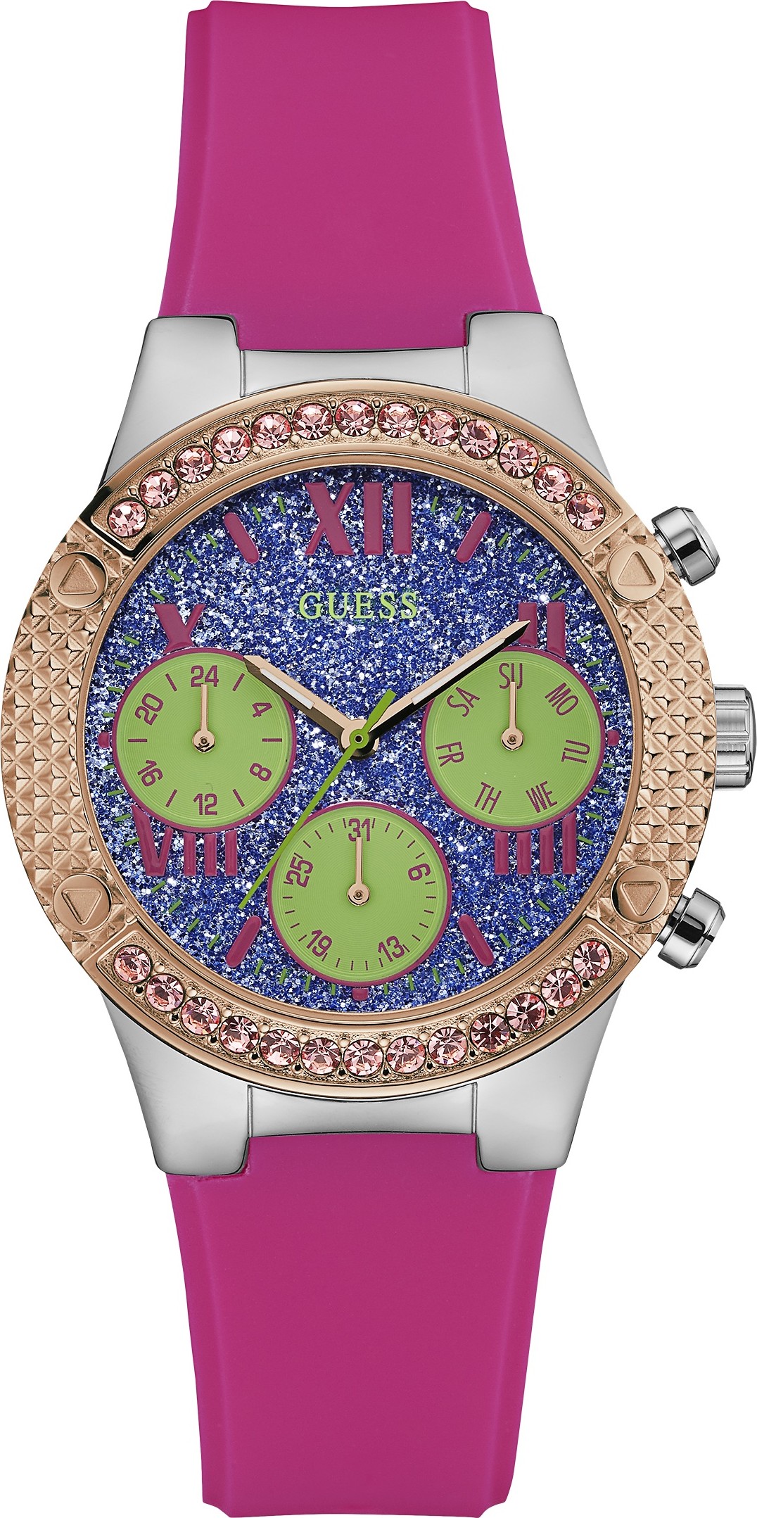 Guess W0773L3 Rockstar Pink Silicone Women'S Watch 38Mm