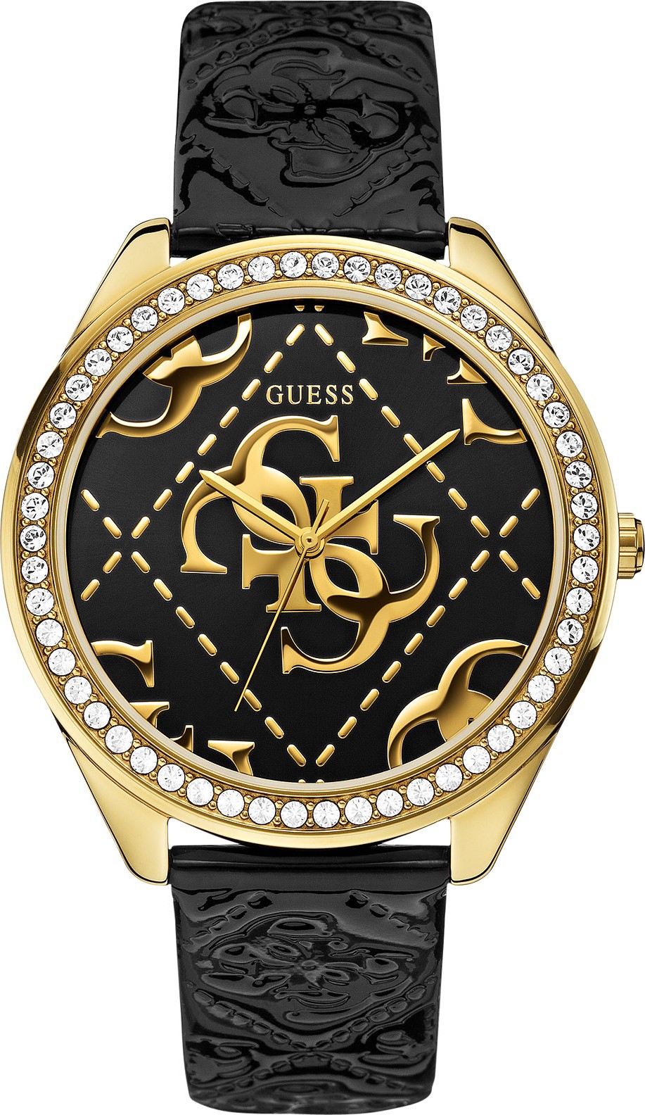 GUESS U0473L2 Logo-Embossed Patent Women\'s Watch 44mm
