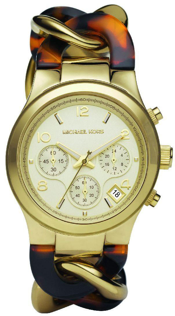 Michael Kors MK4222 Chain Link Acrylic Goldtone Ladies Watch 38mm