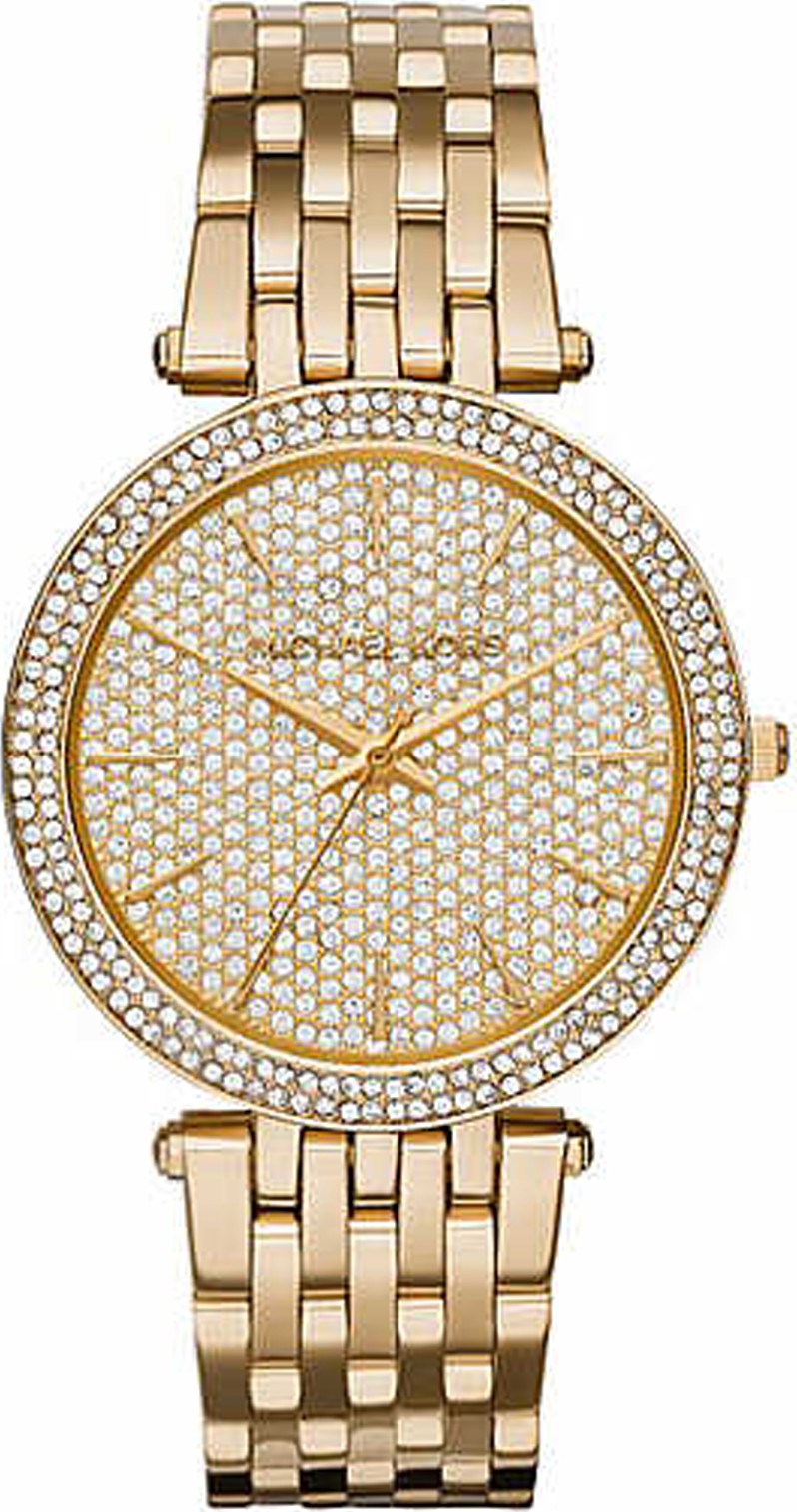 gold mk watch with diamonds