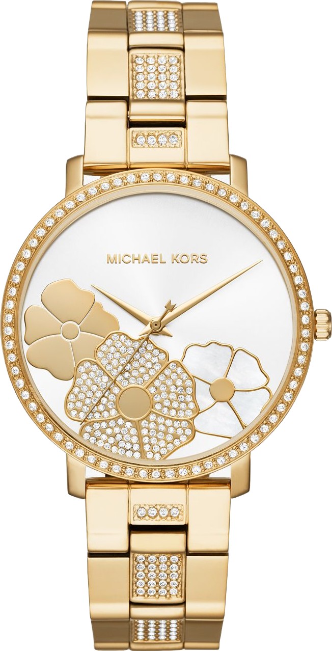 Michael Kors Ladies Pyper Rose Gold Plated White Crystal Set Dial Floral  Print Leather Strap Watch MK2895  thbakercouk