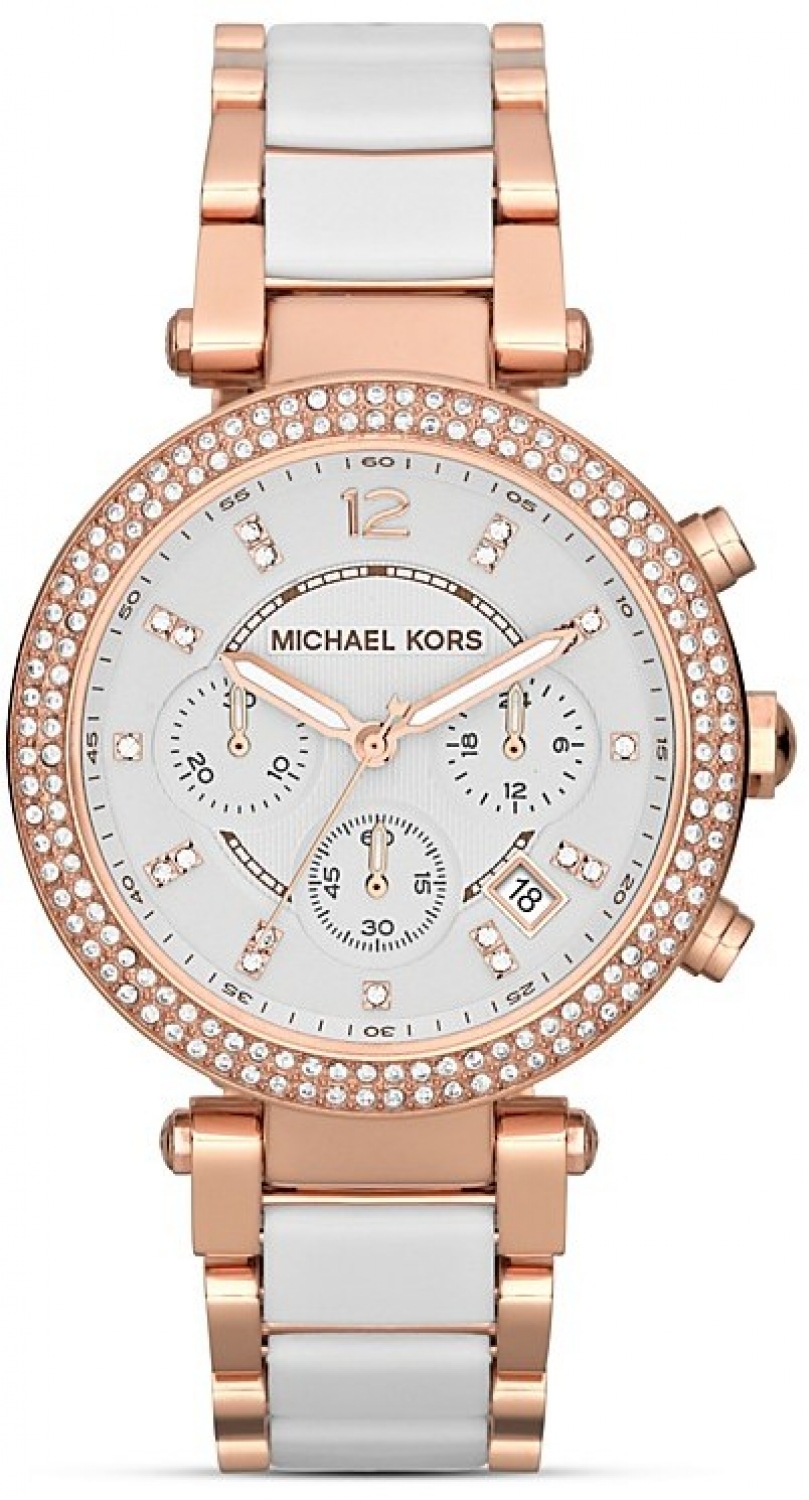 Michael Kors Womens Parker 33mm Pink And RoseGold Toned Watch MK6110   First Class Watches