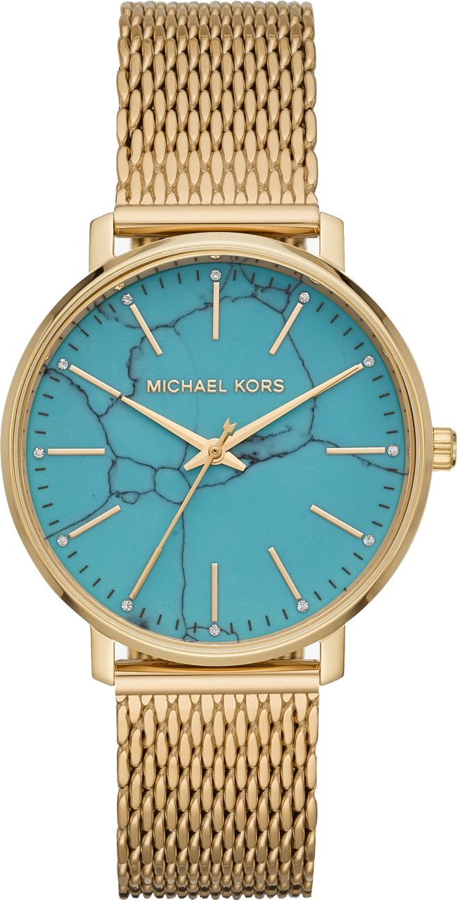 Descubrir 39+ imagen gold and turquoise michael kors watch