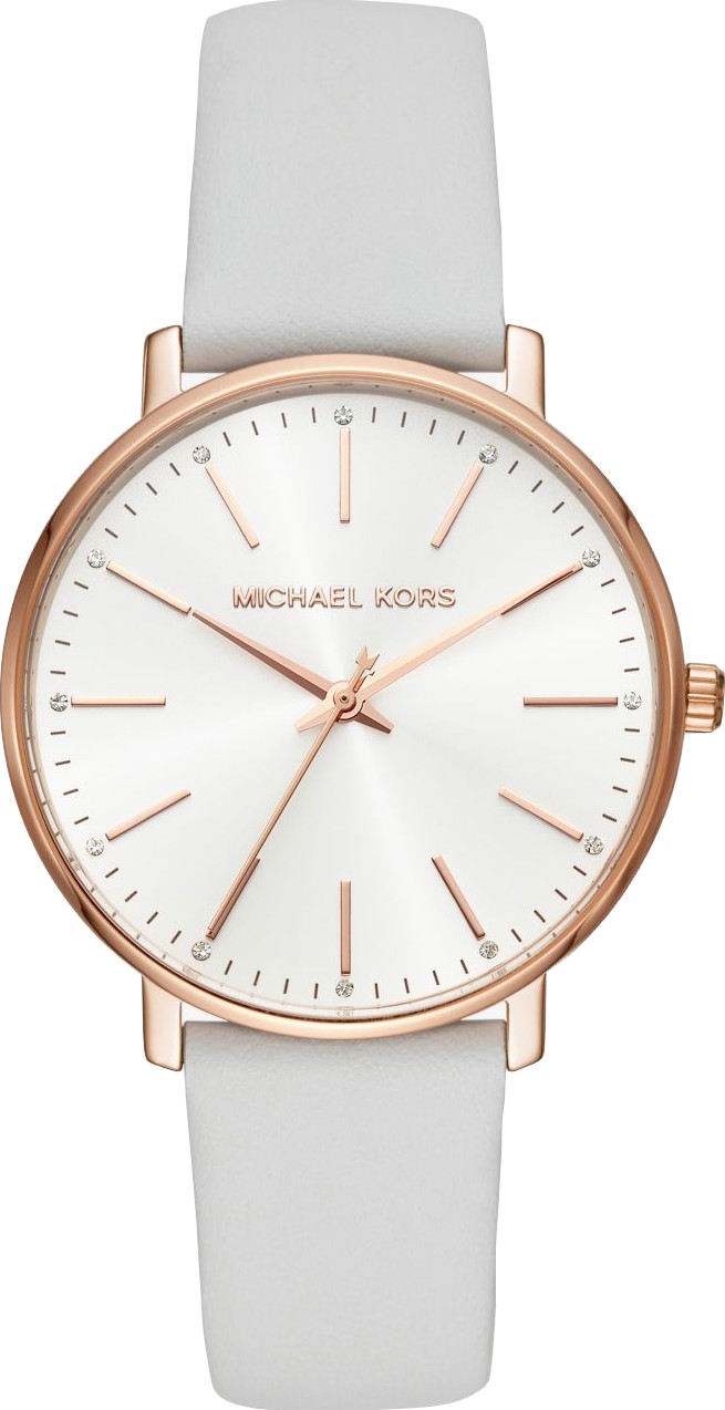 Michael Kors Ladies Pyper Rose Gold Plated White Dial Navy Blue Leather  Strap Watch MK2804  thbakercouk