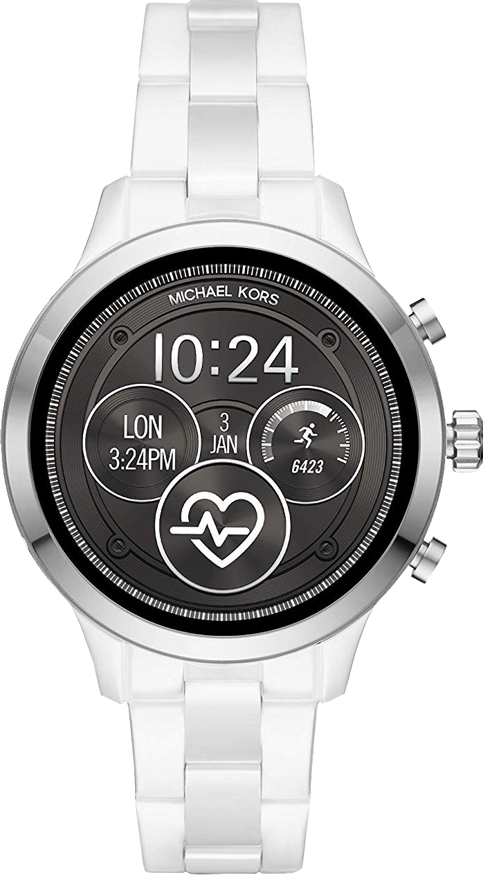 Michael Kors Gen 5E MKGO White Silicone Smartwatch 43mm GoldBlack MKT5138V   Best Buy