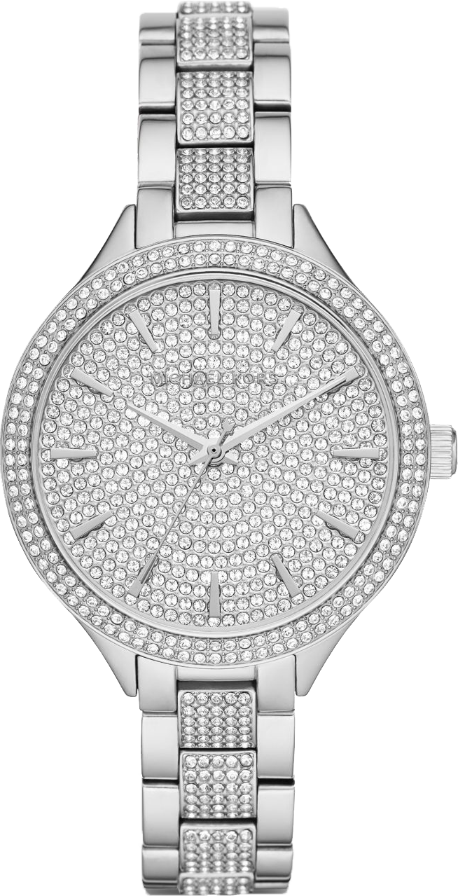 Michael Kors Lennox 37mm Silver Dial Crystal Bezel Watch