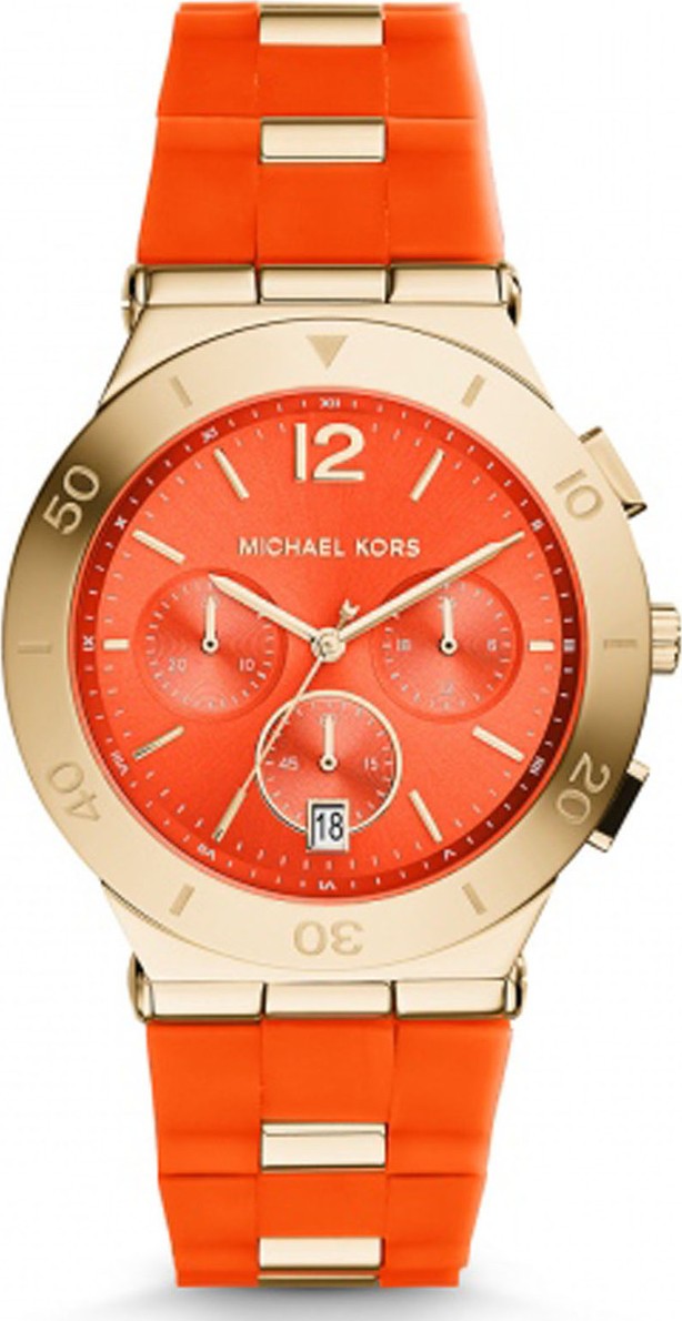 Michael Kors MK6172 Wyatt Orange & Gold Silicone Watch 40mm