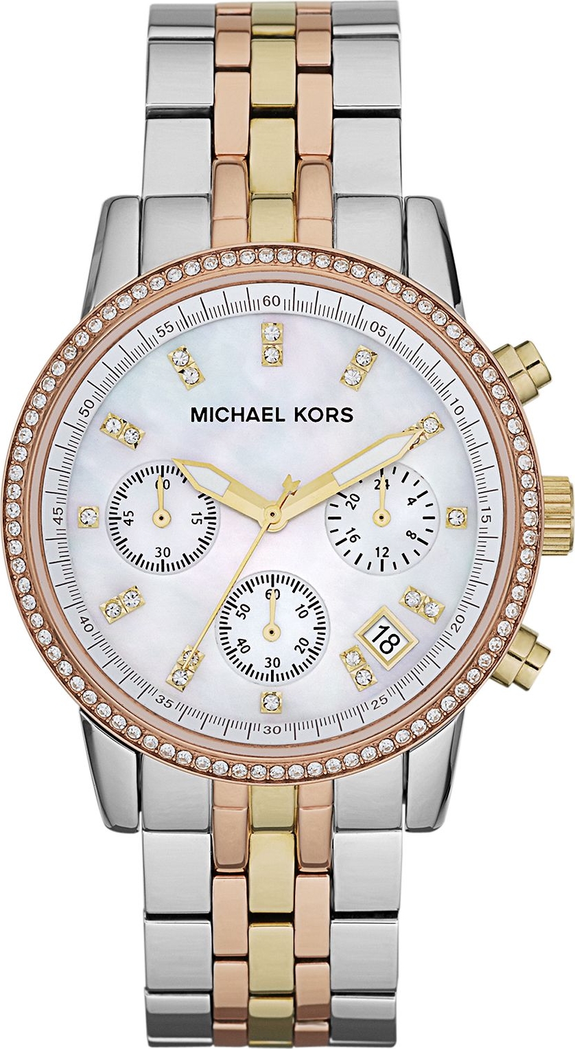 Michael Kors Womens Ritz Stainless Steel Watch with Crystal Topring  Silvergold37mm One Size MK6474  Ritz  Michael Kors Amazonca  Clothing Shoes  Accessories
