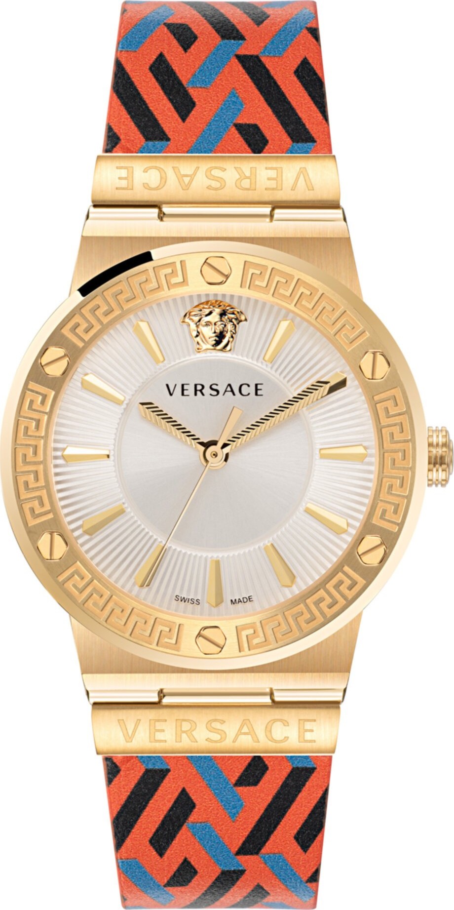 Versace Greca Logo Monogram Leather Watch 38mm