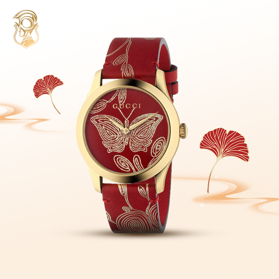đồng hồ màu đỏ  Gucci G-Timeless Butterfly Watch 38mm 