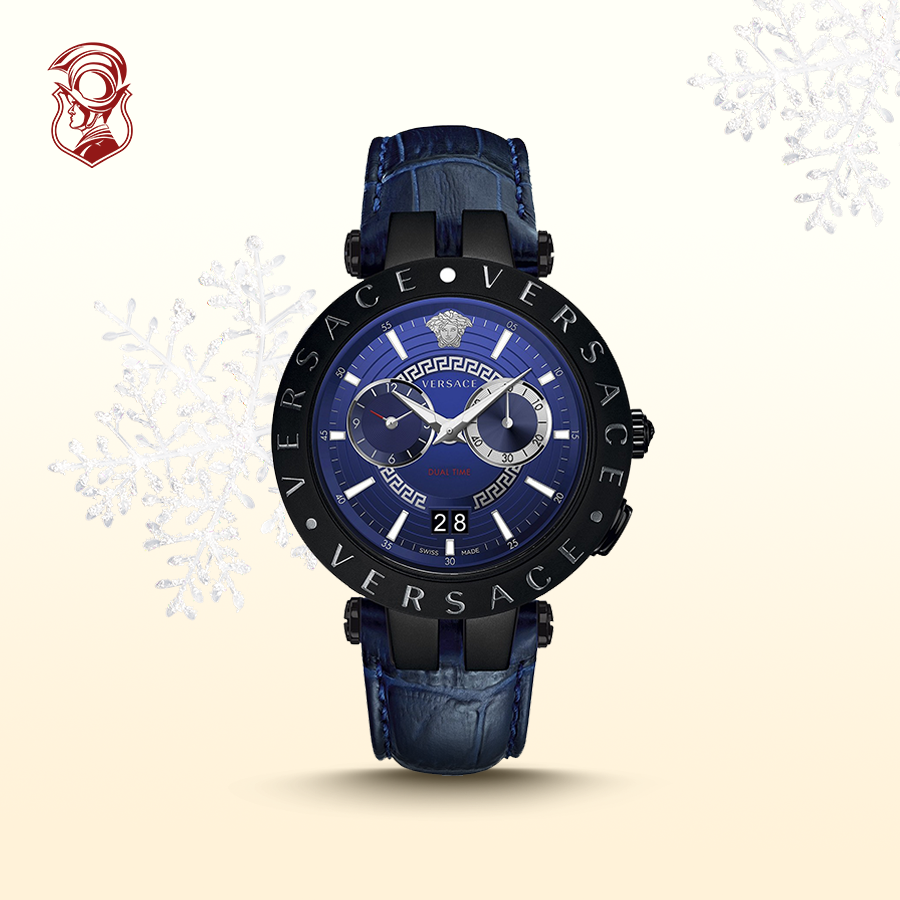 Versace V-Race Blue Swiss Watch 46mm