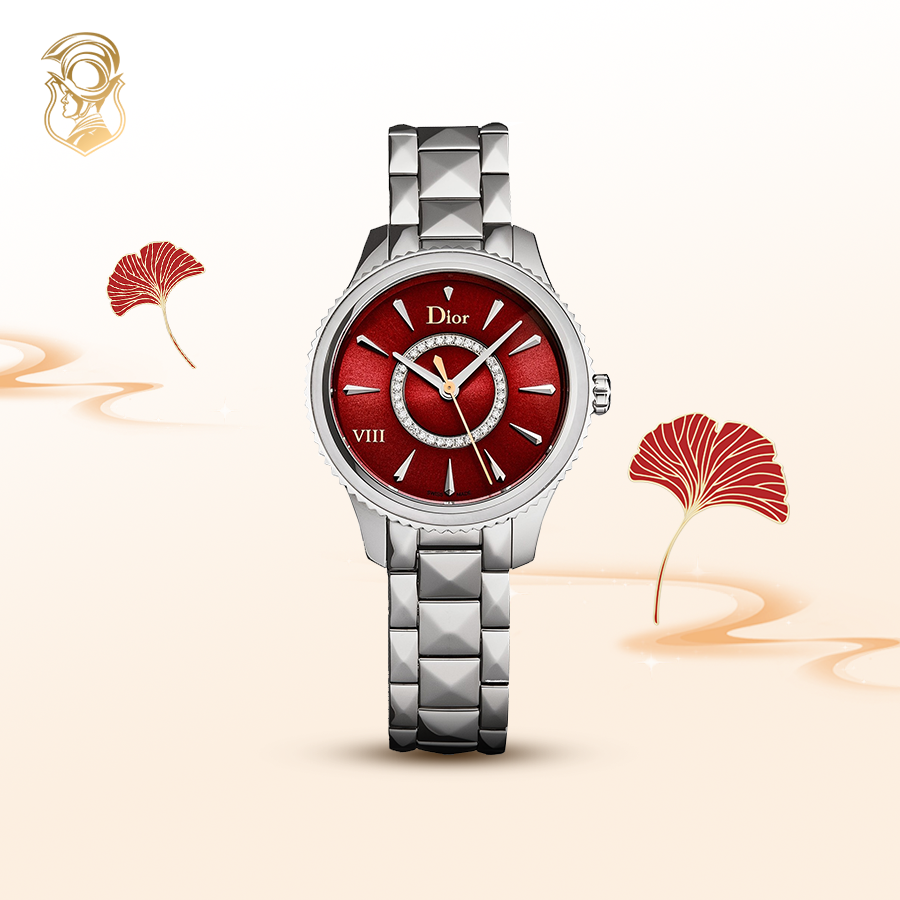 đồng hồ mặt số màu đỏ Christian Dior Montaigne CD152110M010 Watch 32mm