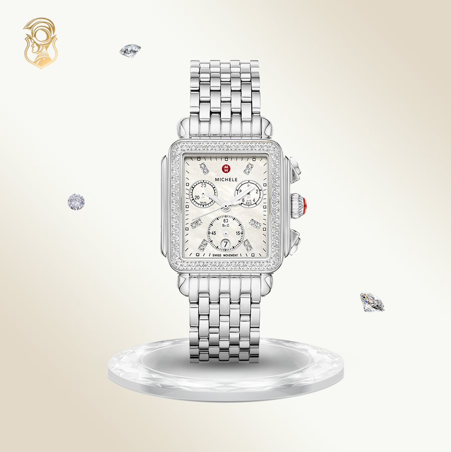 Michele Deco Stainless Diamond Watch 33mm