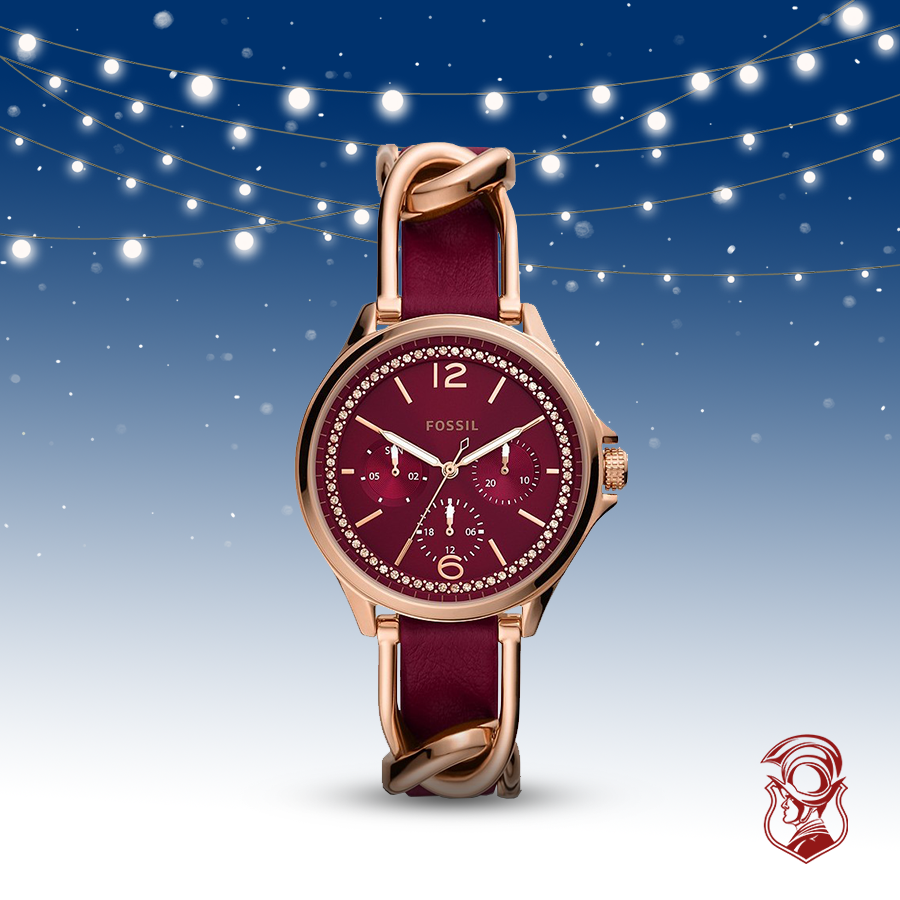 dong ho nu Fossil Sadie Multifunction Burgundy Eco Leather Watch 37mm
