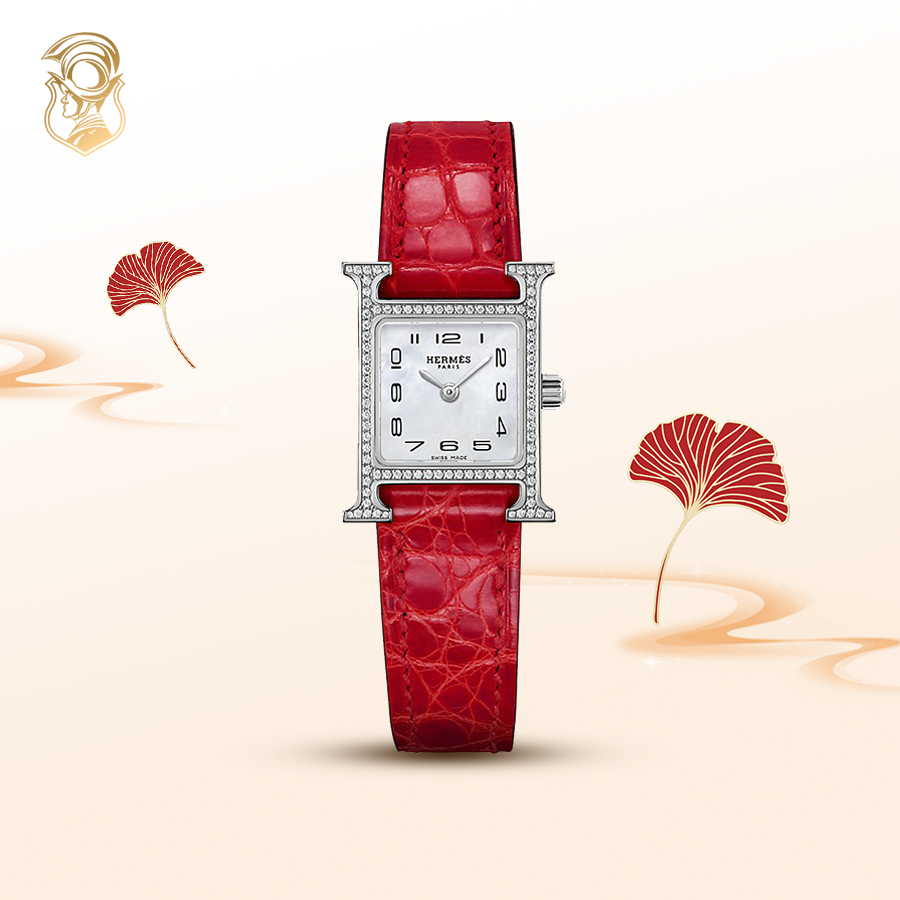 đồng hồ tone đỏ  Hermes Heure H 041653WW00 Watch 17.2 X 17.2mm