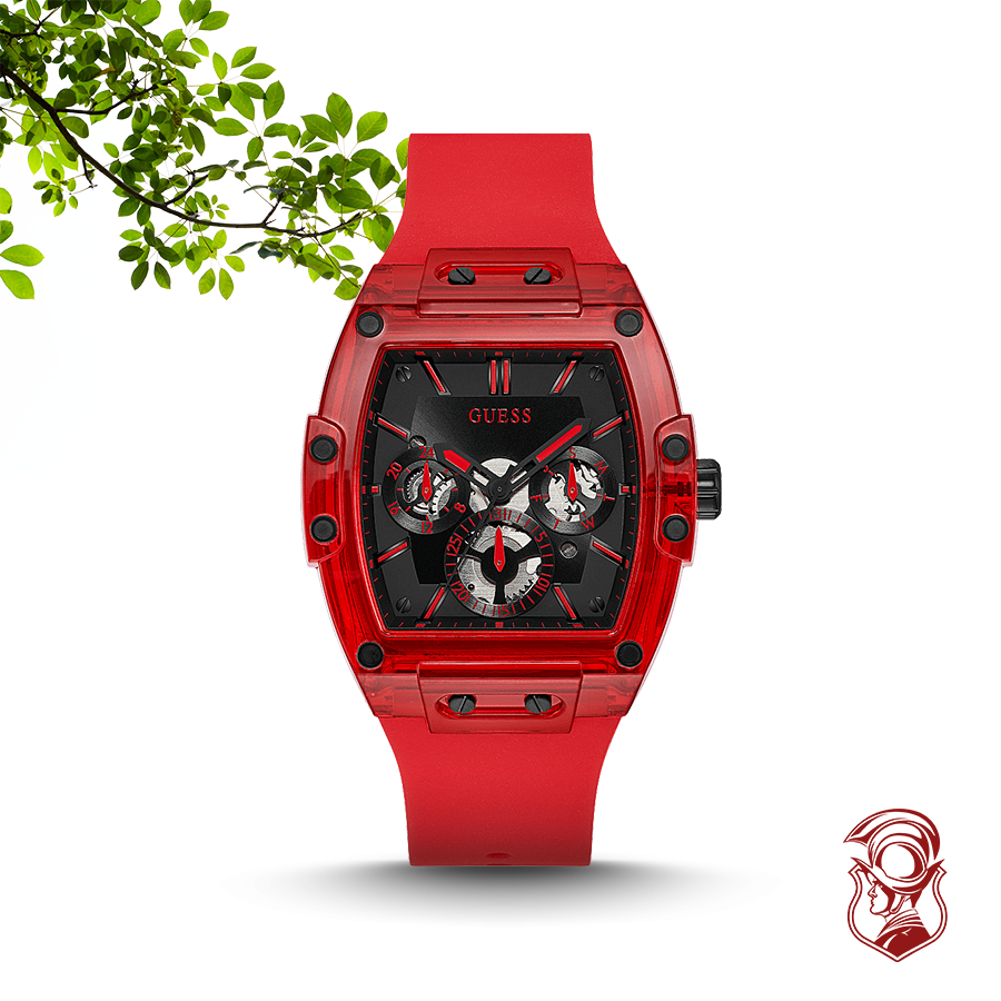 Guess Case Red Silicone Watch 43mm