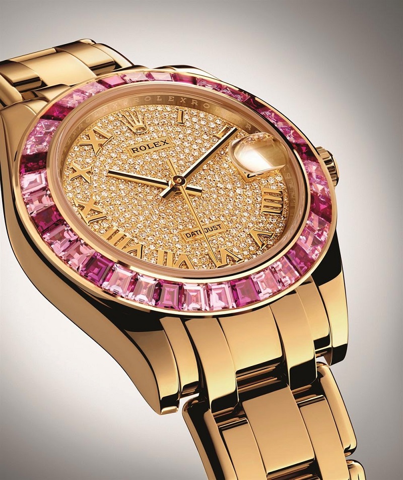 Đồng hồ hiệu Rolex đá quý gắn kim cương - luxshopping.vn 03