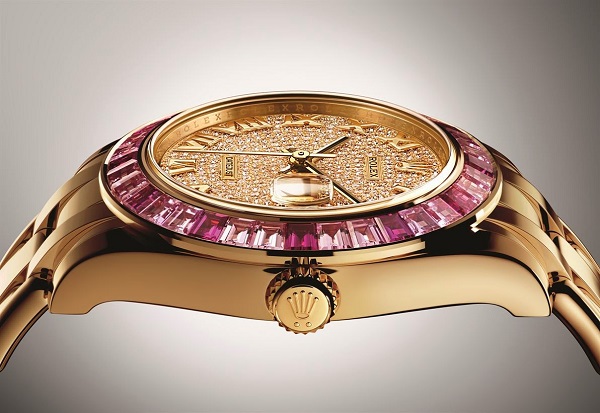 Đồng hồ hiệu Rolex đá quý gắn kim cương - luxshopping.vn 02