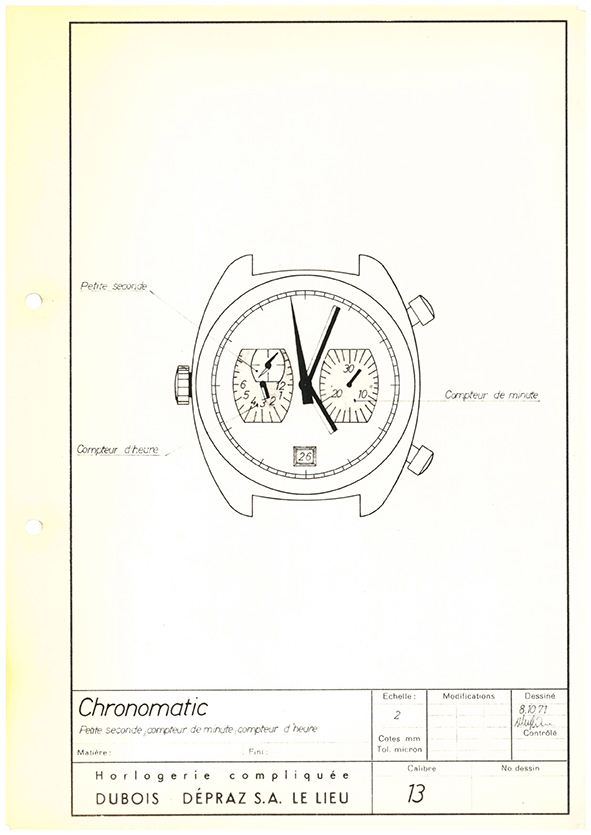 bản vẽ bộ máy chronograph automatic calibre 13 