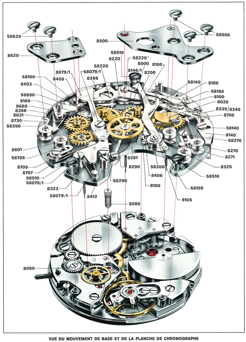 bản vẽ kỹ thuật của máy chronograph automatic calibre 11