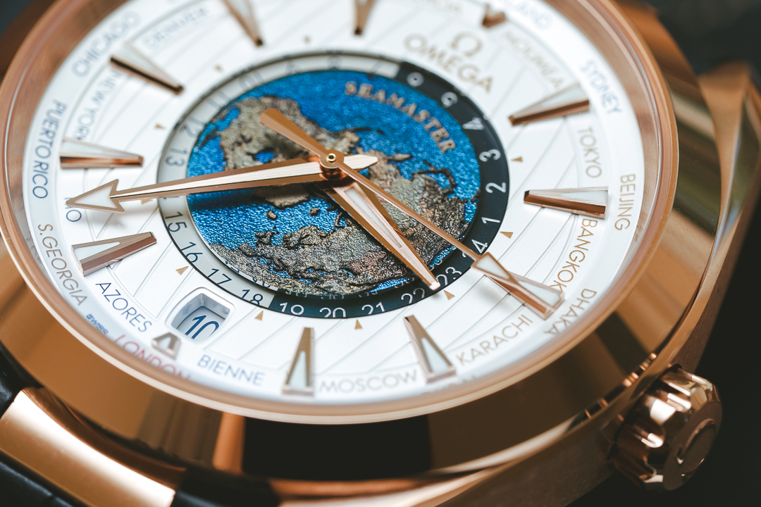 mặt số đồng hồ giờ thế giới OMEGA Worldtimer GMT 