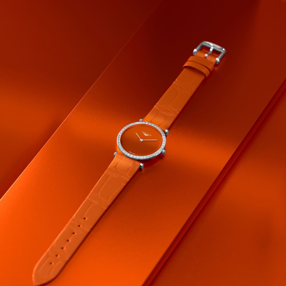 đồng hồ longines màu cam 