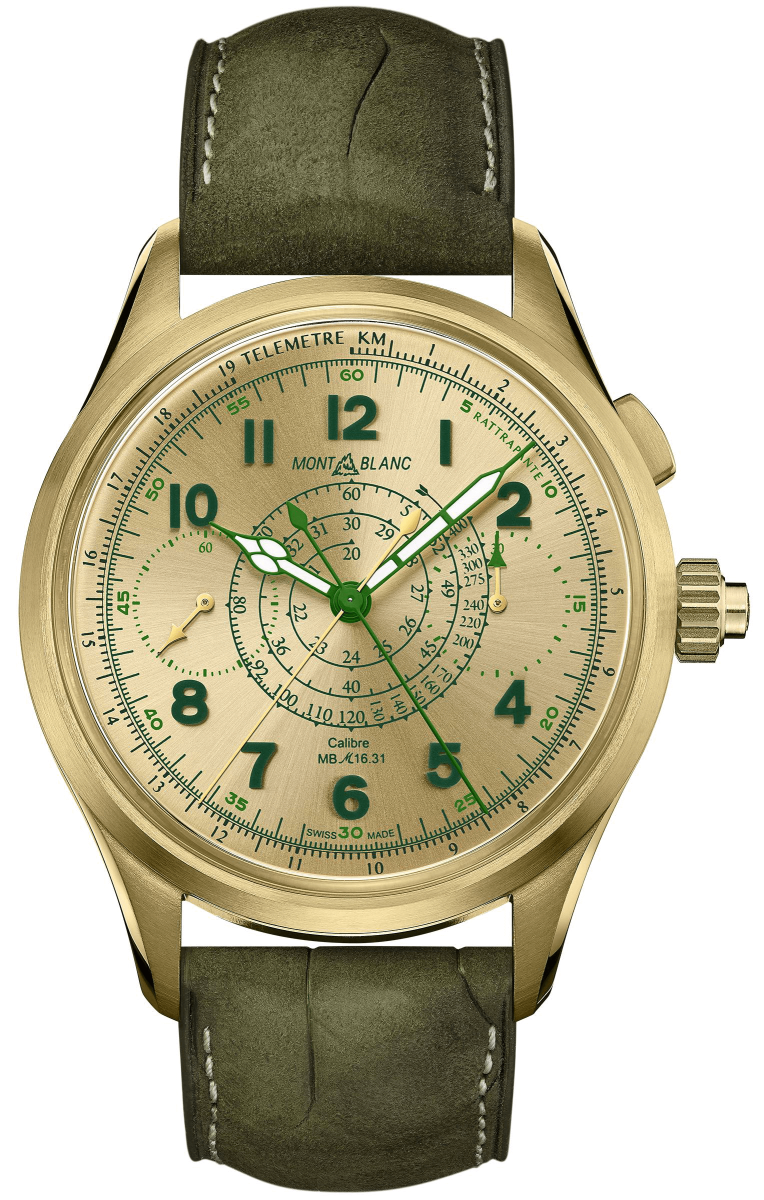 đồng hồ montblanc 1858 chronograph split-second vàng chanh 128085