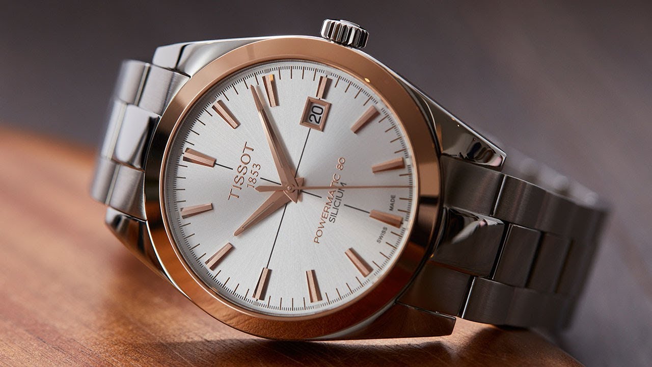 Đồng hồ nam Tissot Gentleman Powermatic 80  mặt số bạc và dây đeo kim loại