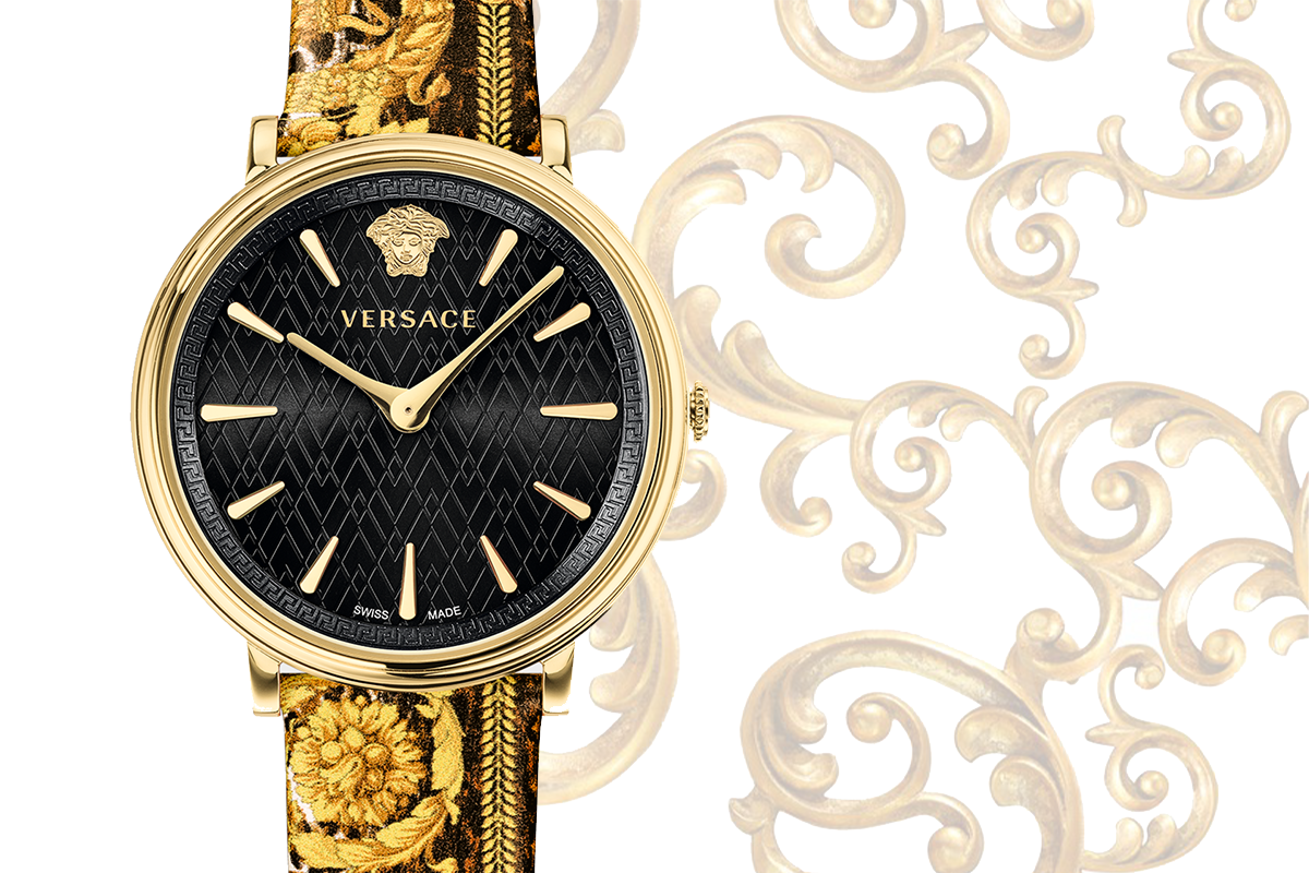 họa tiết baroque trên đồng hồ versace thời trang cao cấp