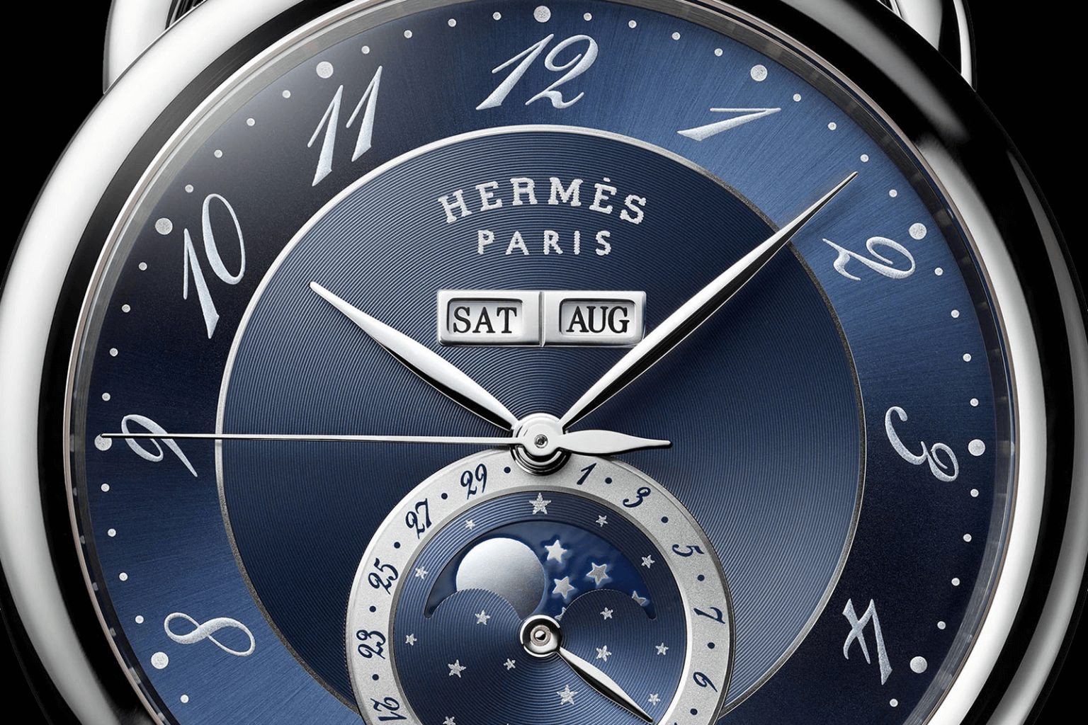 đồng hồ nam moonphase Hermes Arceau Grande Lune 2020 màu xanh dương