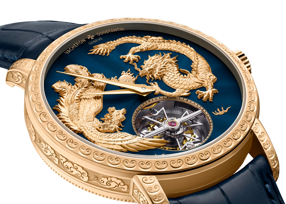 đồng hồ Vacheron Constantin Traditionnelle Tourbillon Phoenix and Dragon màu xanh